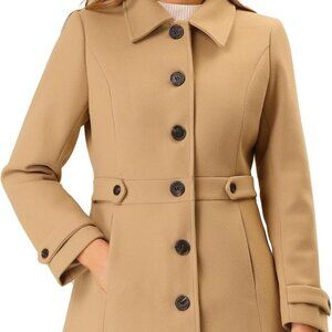 Women's Winter Classic Outwear Overcoat with Pockets Single Breasted Pea Coat